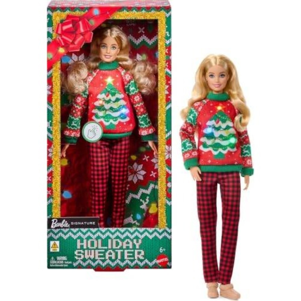 Barbie Signature Holiday Sweater Doll Light‑Up Christmas Tree Sweater NEW